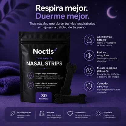 Tiras Nasales para Respirar y Dormir Mejor (30 uds.) | NoctisStrips™